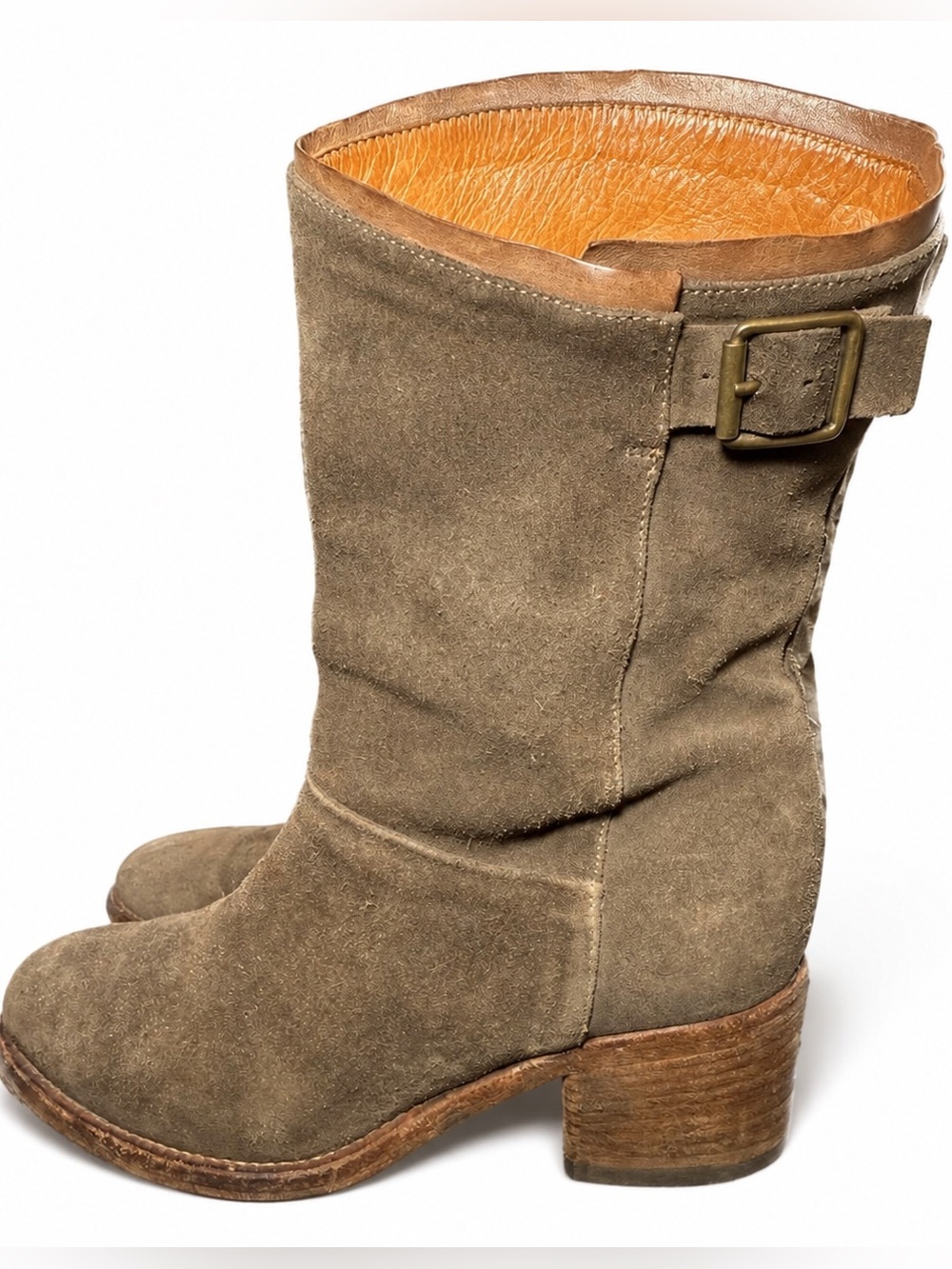 Alberto Fermani Alesia Tall Suede Boots with Buckle in Taupe Suede Size 36 US 6